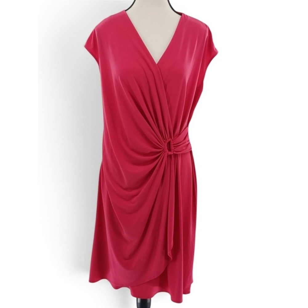 Tommy Bahama Sheath Dress Women Medium Pink Faux Wrap Side Ring Sleeveless